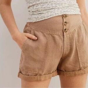 Aerie Womens Twill V Linen Short in Tan